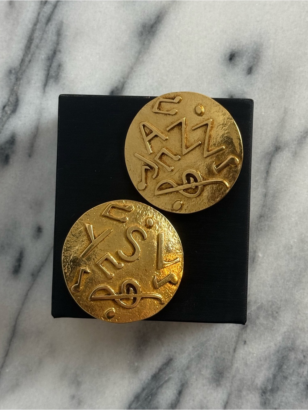 YSL Vintage Gold Round Jazz Clip On Earrings